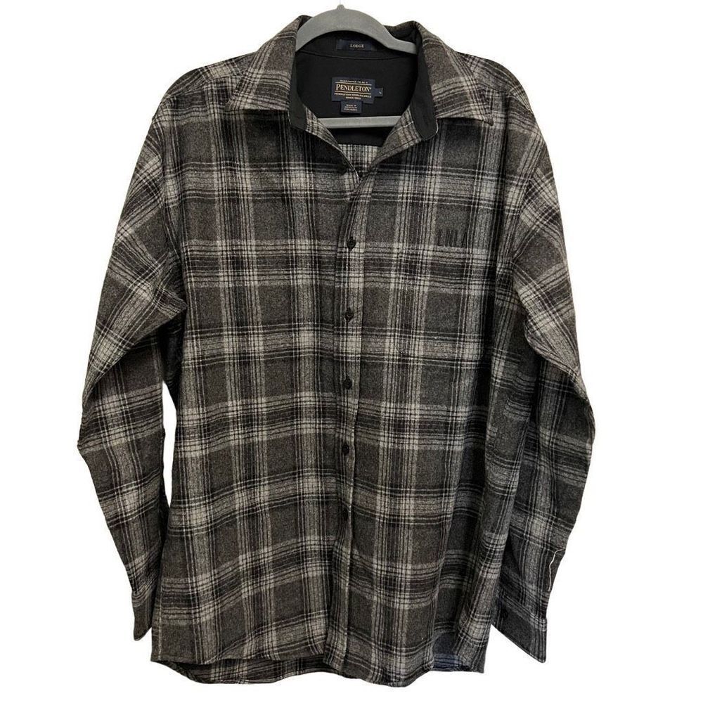 Pendleton Virgin Wool Back & Gray Long Sleeve Fla… - image 2